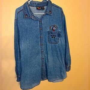 Vintage Mickey Mouse Denim Jacket Size XL 90s Y2K Fall Harvest Autumn Style
